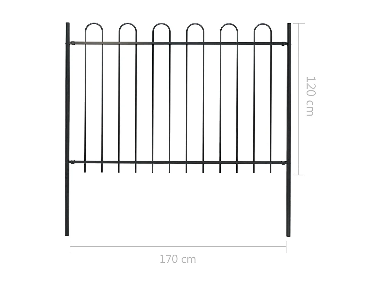 Clôture de jardin avec dessus en cerceau Acier 1,7 m Noir FR214930