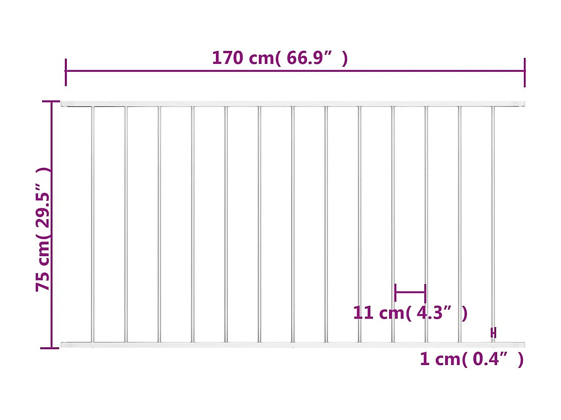 Hekpaneel 1,7x0,75 m gepoedercoat staal wit BE977612