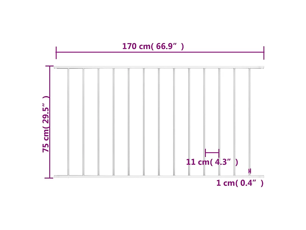 Panneau de clôture Acier enduit de poudre 1,7x0,75 m Blanc FR309840