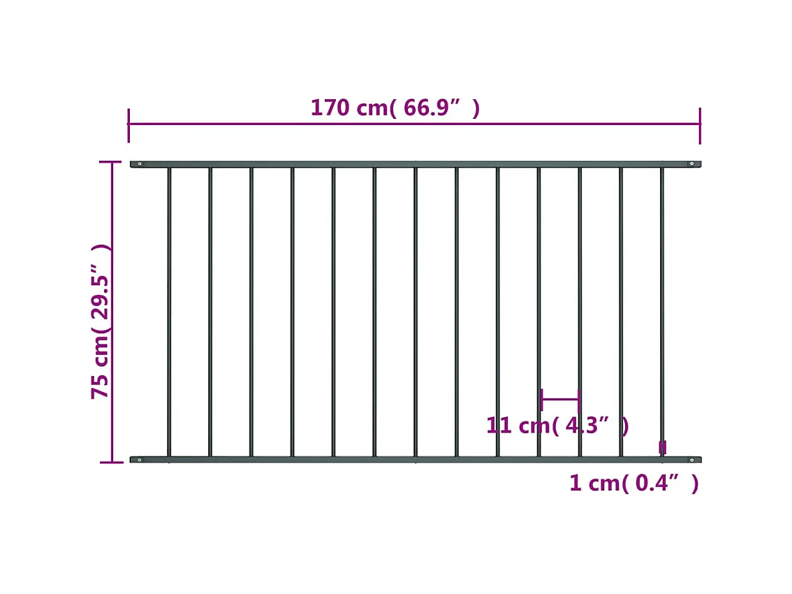 Panel valla acero recubrimiento polvo gris antracita 1,7x0,75m ES918039