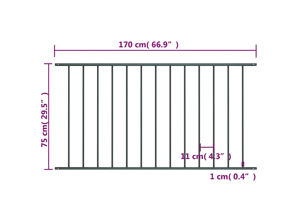 Panneau de clôture Acier enduit de poudre 1,7x0,75 m Anthracite FR452646