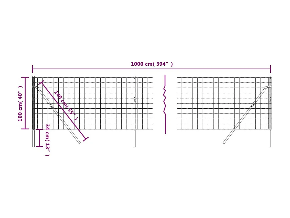 Clôture en treillis métallique vert 1x10 m acier galvanisé FR826312