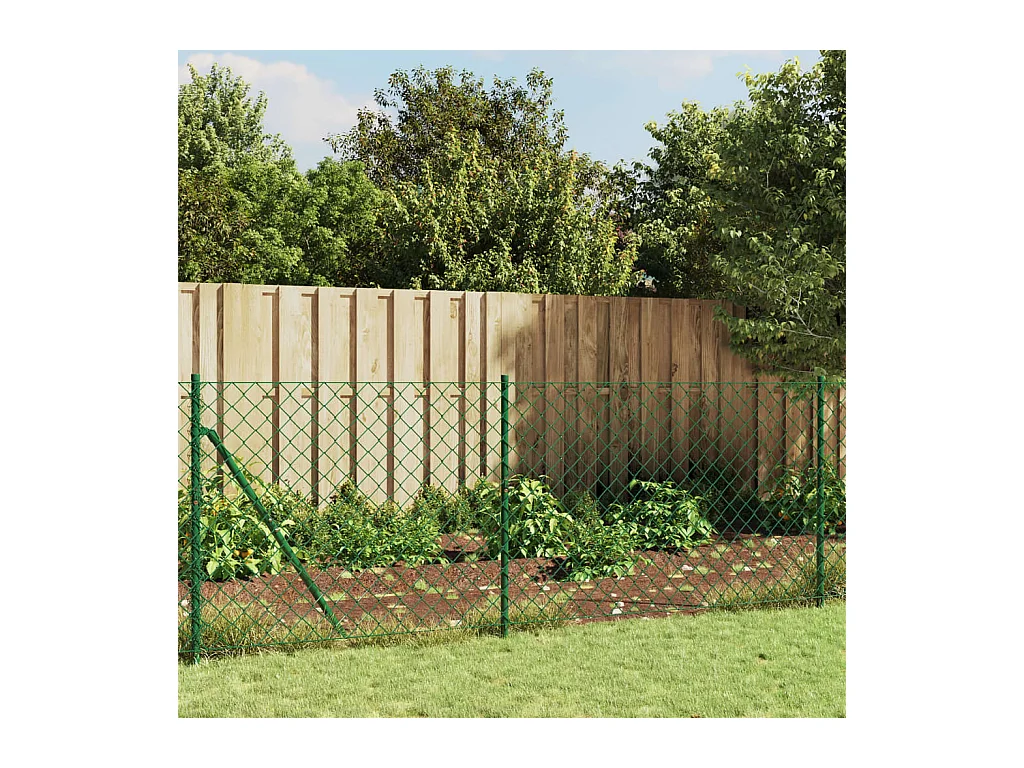 Clôture à mailles losangées avec bride vert 1x25 m FR977622