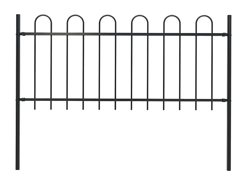 Clôture de jardin avec dessus en cerceau Acier 1,7 m Noir FR644825