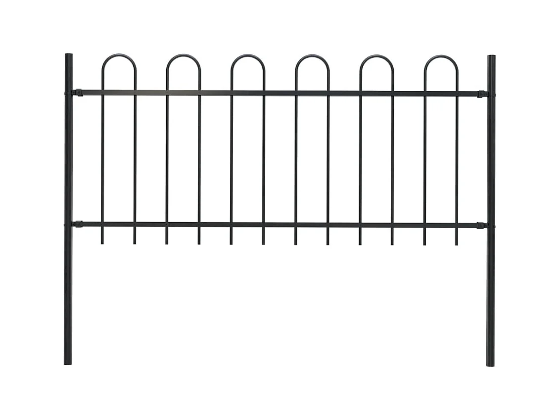 Clôture de jardin avec dessus en cerceau Acier 1,7 m Noir FR644825