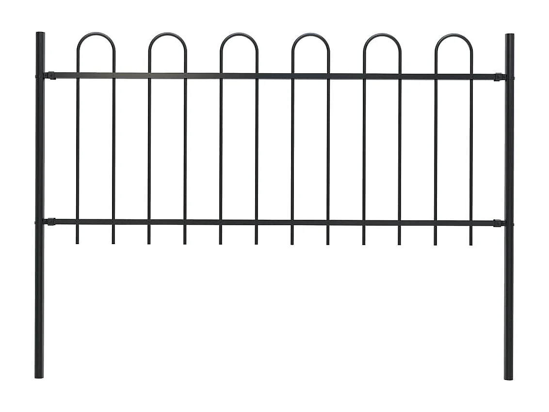 Clôture de jardin avec dessus en cerceau Acier 1,7 m Noir FR644825