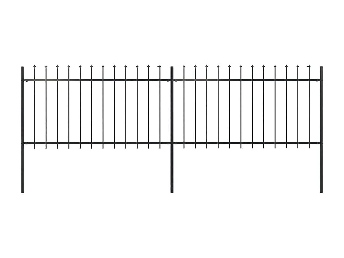 Clôture de jardin avec dessus en lance Acier 3,4 x 1 m Noir FR655180