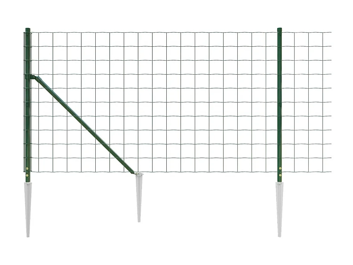 Clôture en treillis métallique et piquet d'ancrage vert 0,8x10m FR924480