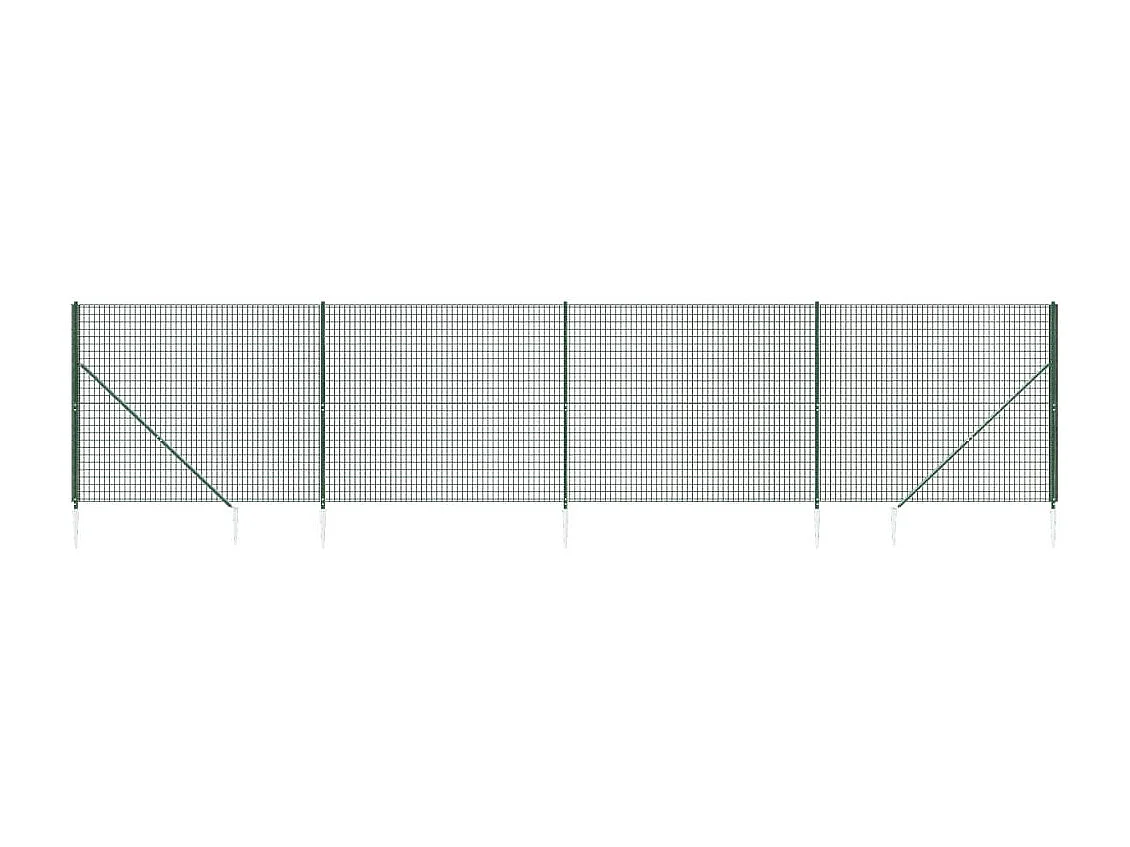 Clôture en treillis métallique et piquet d'ancrage vert 2,2x10m FR494655