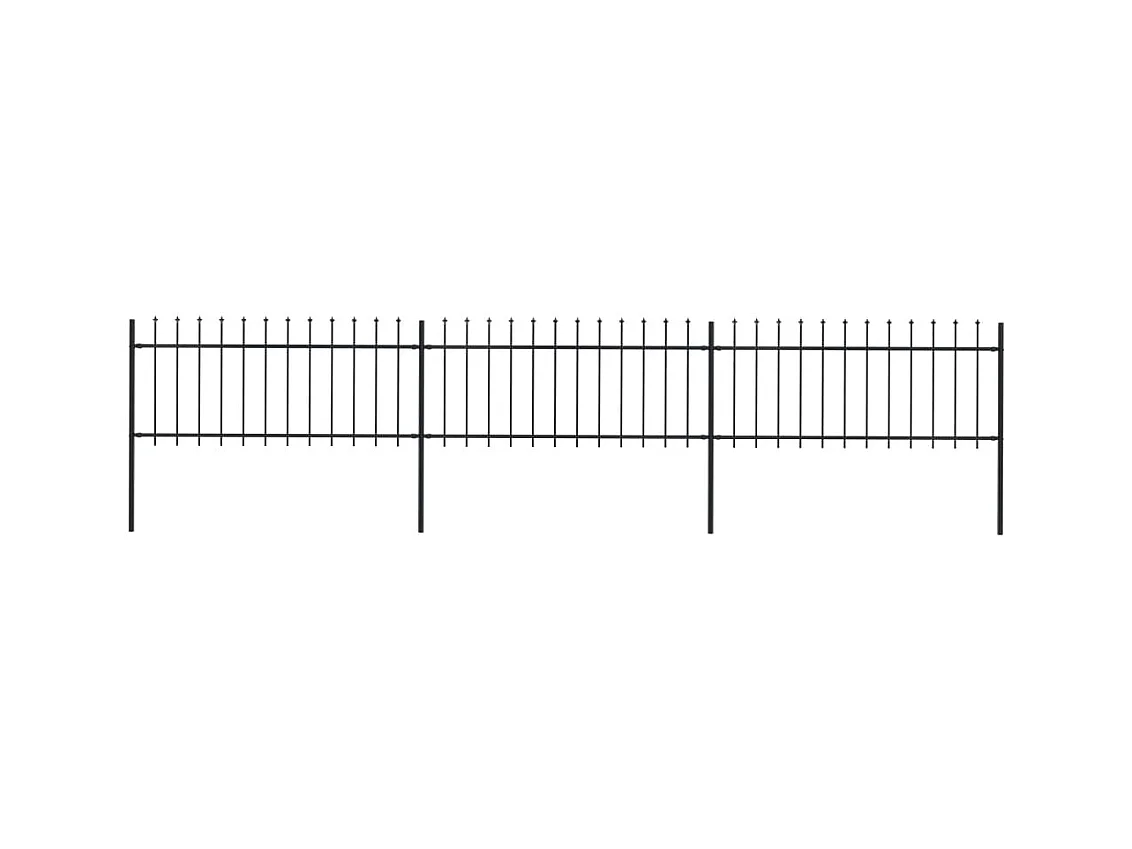 Clôture de jardin avec dessus en lance Acier 5,1 x 0,8 m Noir FR604157