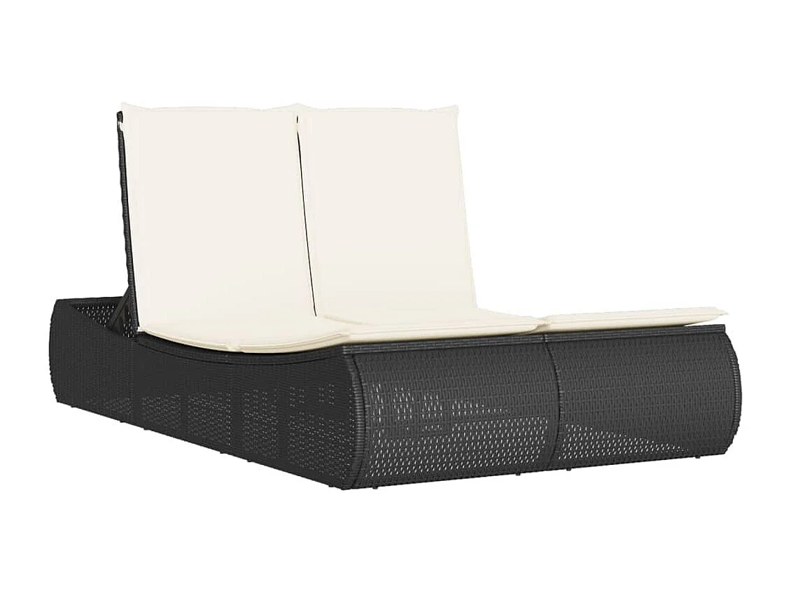 Bain de soleil double avec coussins noir résine tressée FR566918