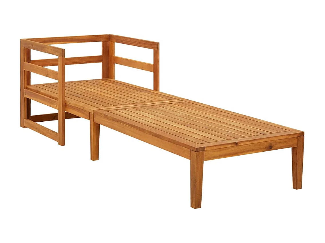 Espreguiçadeira com almofadões cor branco nata acácia maciça PT839995