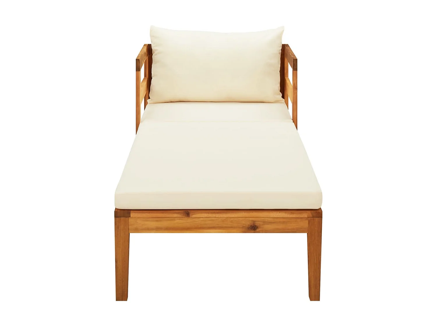 Espreguiçadeira com almofadões cor branco nata acácia maciça PT839995