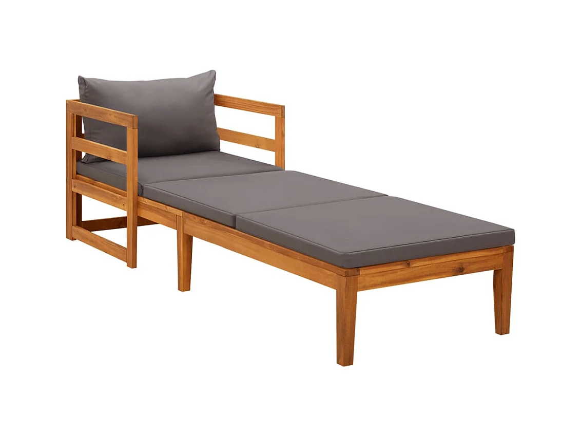 Bain de soleil avec coussins gris foncé Bois d'acacia solide FR586713