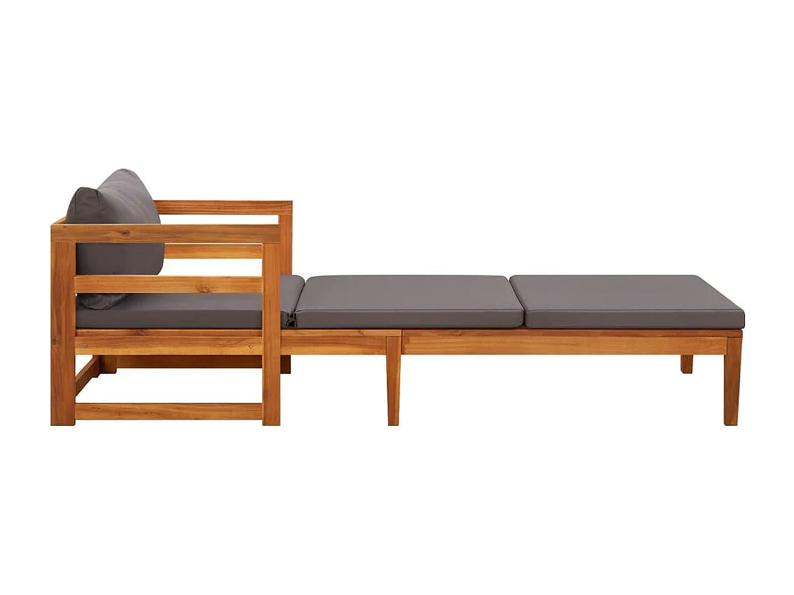 Bain de soleil avec coussins gris foncé Bois d'acacia solide FR586713