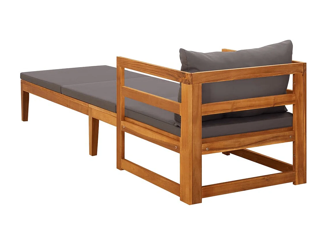 Bain de soleil avec coussins gris foncé Bois d'acacia solide FR586713