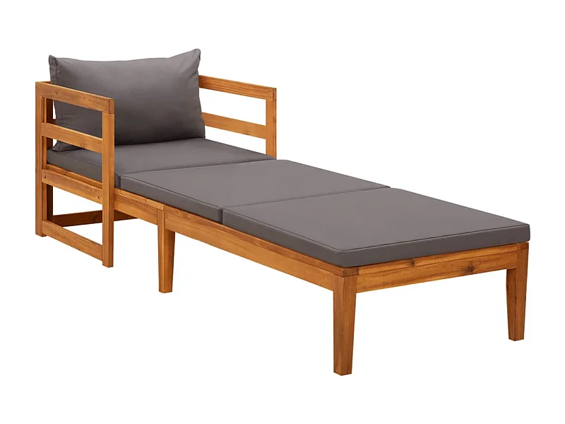 Bain de soleil avec coussins gris foncé Bois d'acacia solide FR586713