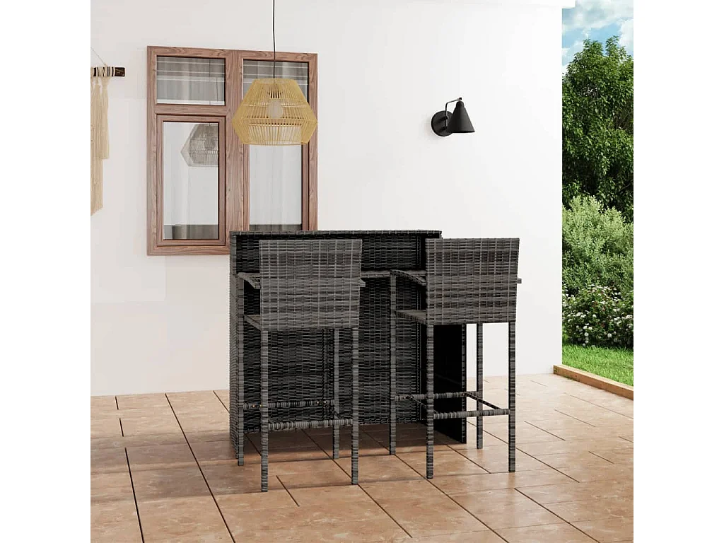 Meuble de bar de jardin 3 pcs Gris FR14665