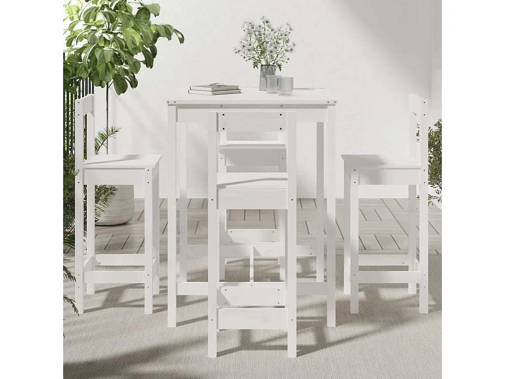 Meuble de bar de jardin 5 pcs blanc bois massif de pin FR45043