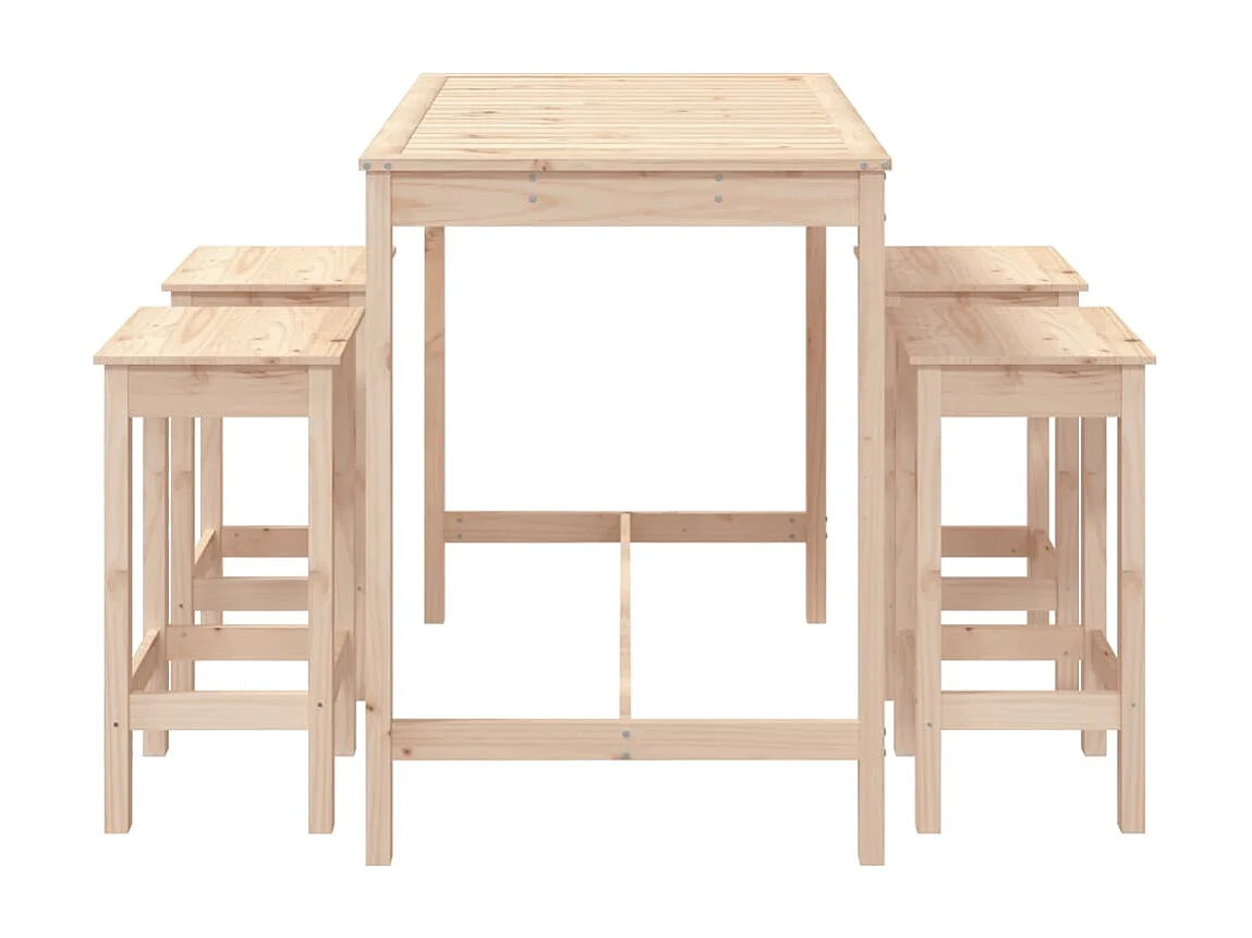 Set de mesa y taburetes altos jardín 5 pzas madera maciza pino ES177313