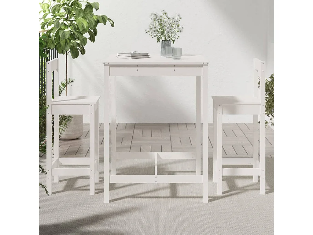 Meuble de bar de jardin 3 pcs blanc bois de pin massif FR50606