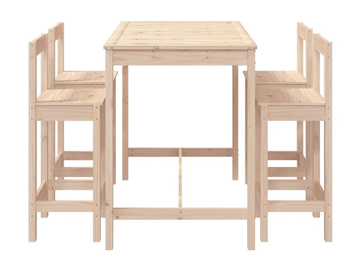 Mesa y taburetes altos jardín 5 piezas madera maciza de pino ES130398