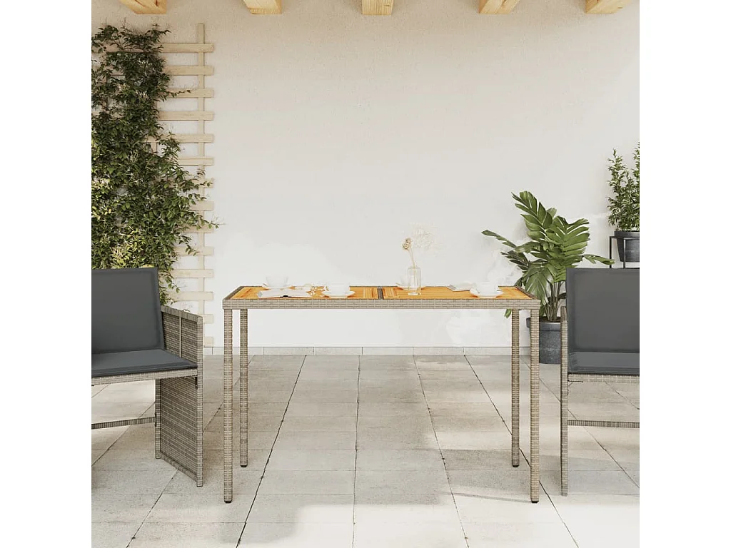 Tuintafel met acaciahouten blad 115x54x74 cm poly rattan grijs BE475945