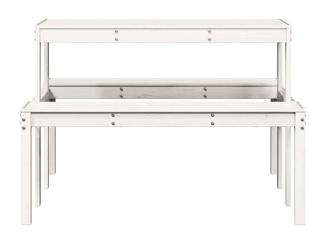 Table de pique-nique blanc 110x134x75 cm bois massif de pin FR775288