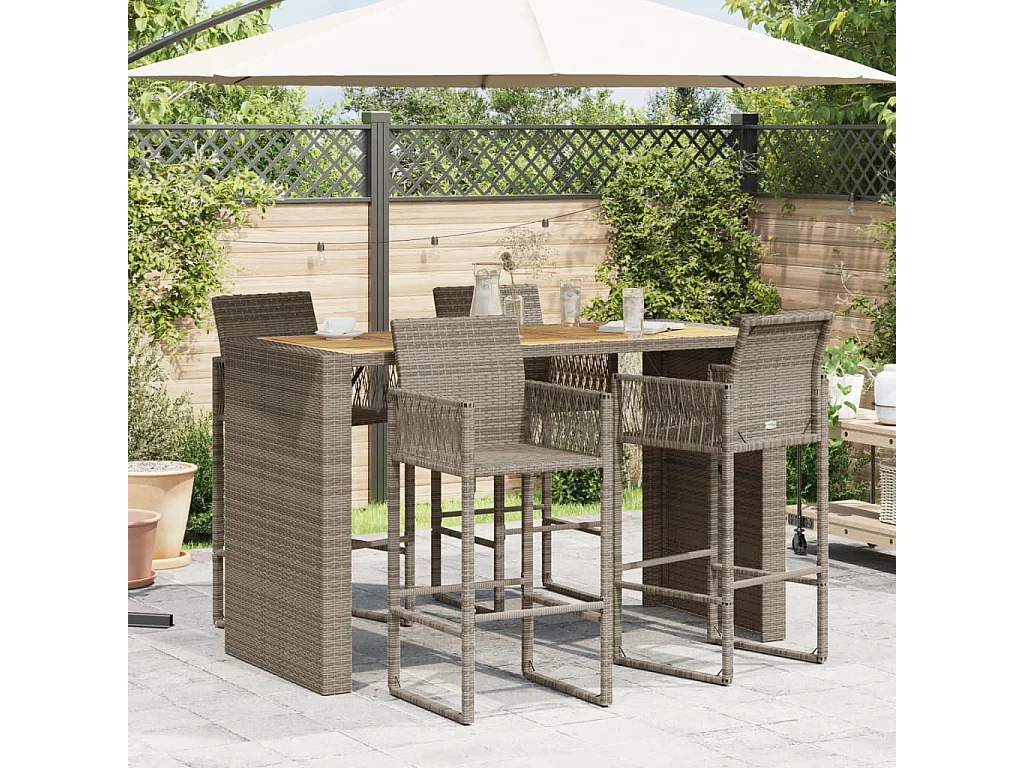 Table de jardin et dessus en bois d'acacia gris résine tressée FR659187