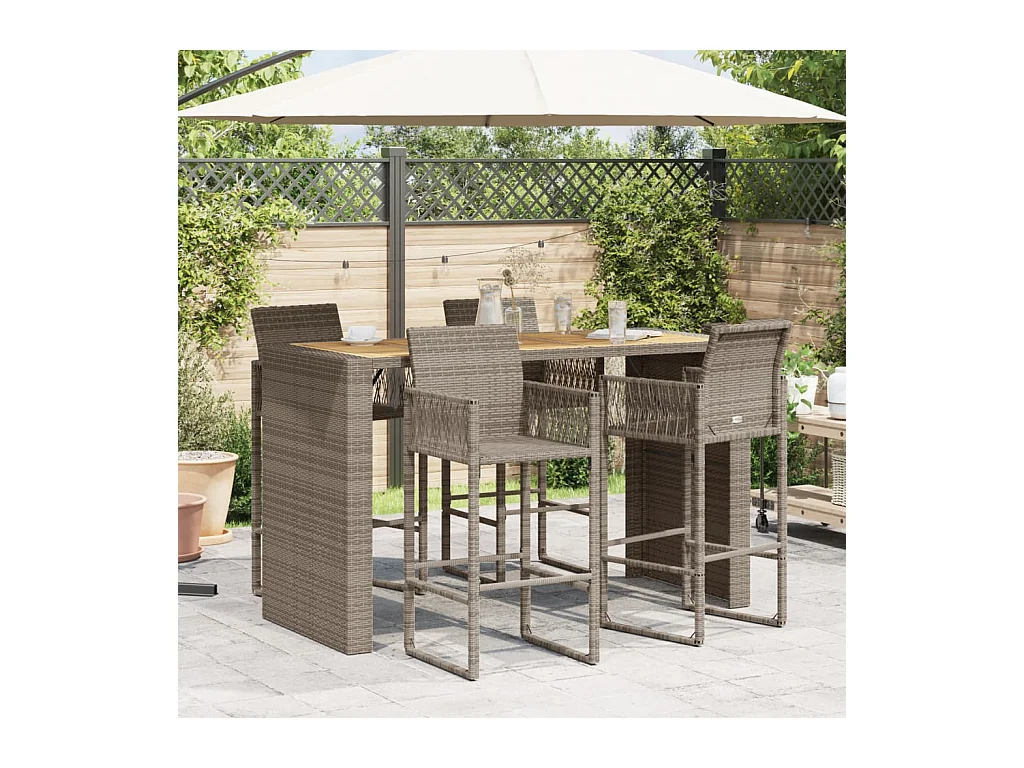 Table de jardin et dessus en bois d'acacia gris résine tressée FR659187