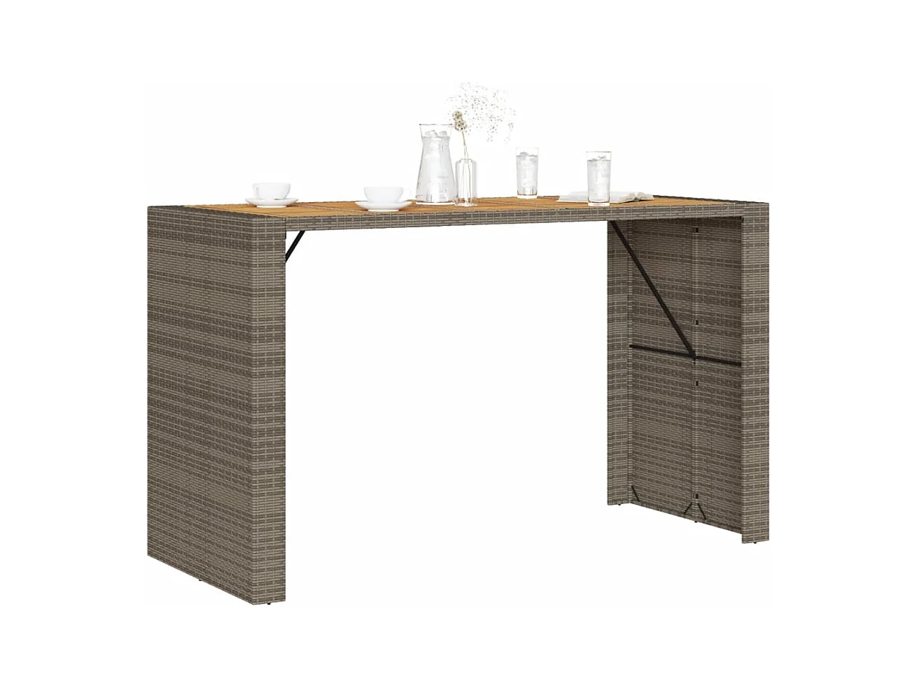 Table de jardin et dessus en bois d'acacia gris résine tressée FR659187
