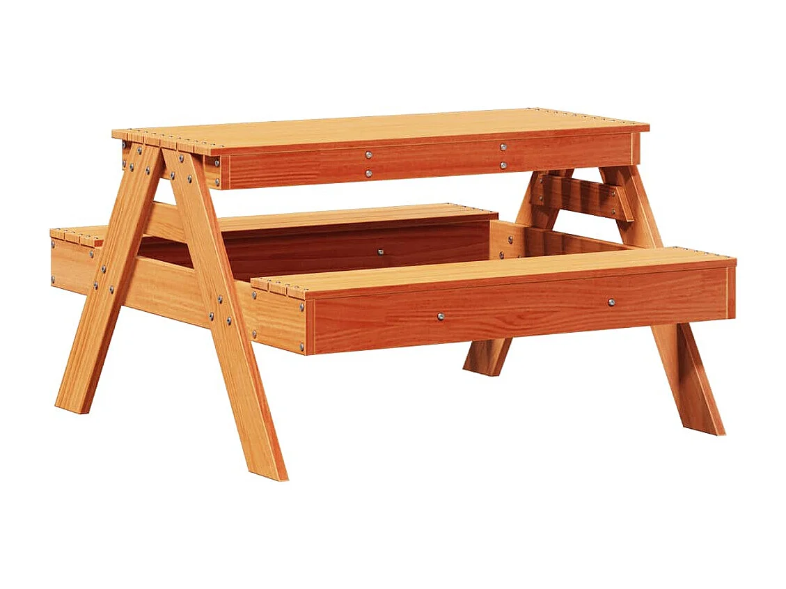 Table de pique-nique pour enfants cire marron bois massif pin FR861337