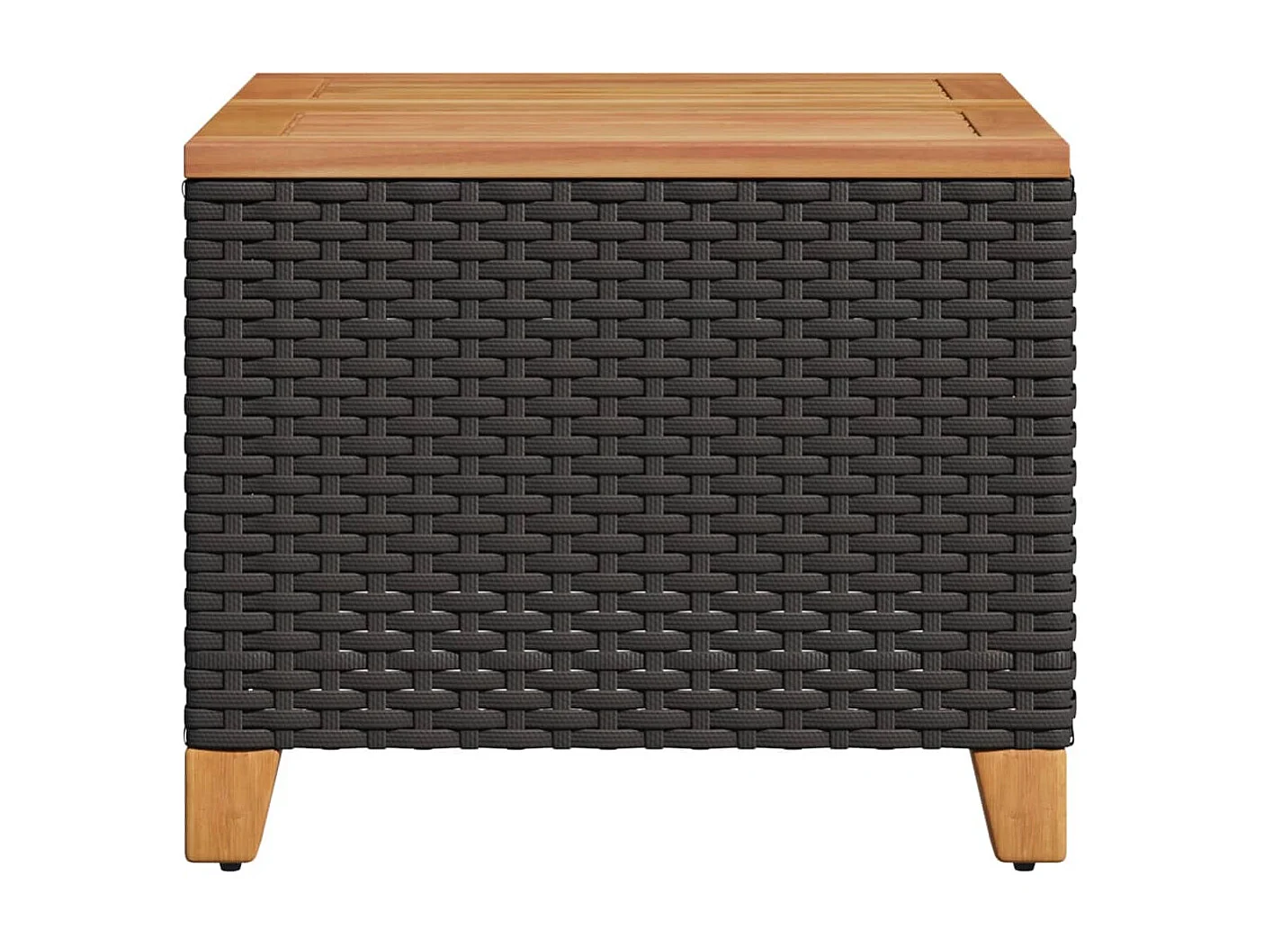 Table de jardin noir 45x45x37 cm résine tressée et bois acacia FR782299