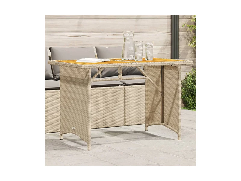 Table de jardin avec dessus en bois noir 110x68x70 cm rotin FR117201