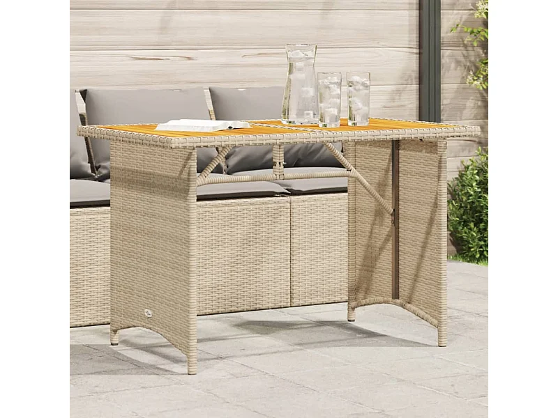 Table de jardin avec dessus en bois noir 110x68x70 cm rotin FR117201