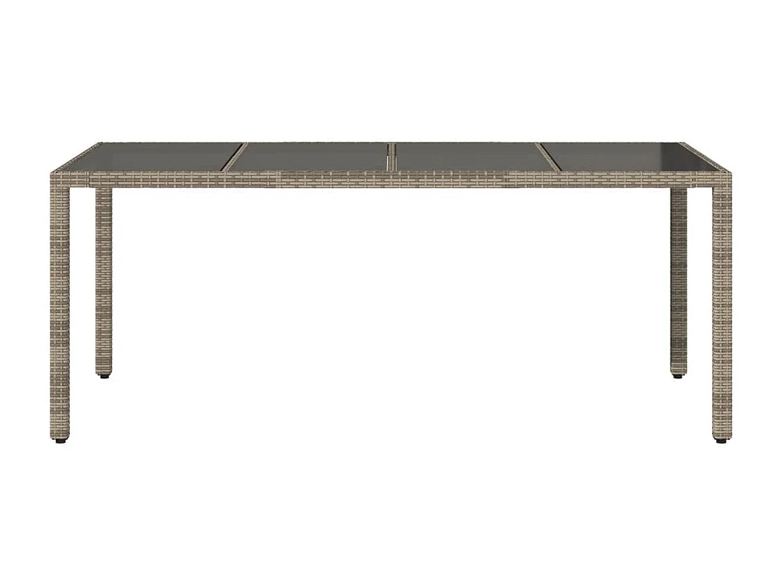 Mesa de jardín superficie de vidrio ratán PE gris 190x90x75 cm ES309067