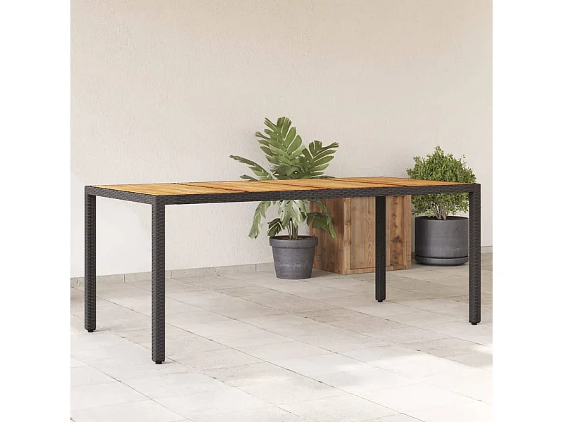 Table de jardin et dessus en bois d'acacia noir résine tressée FR115430