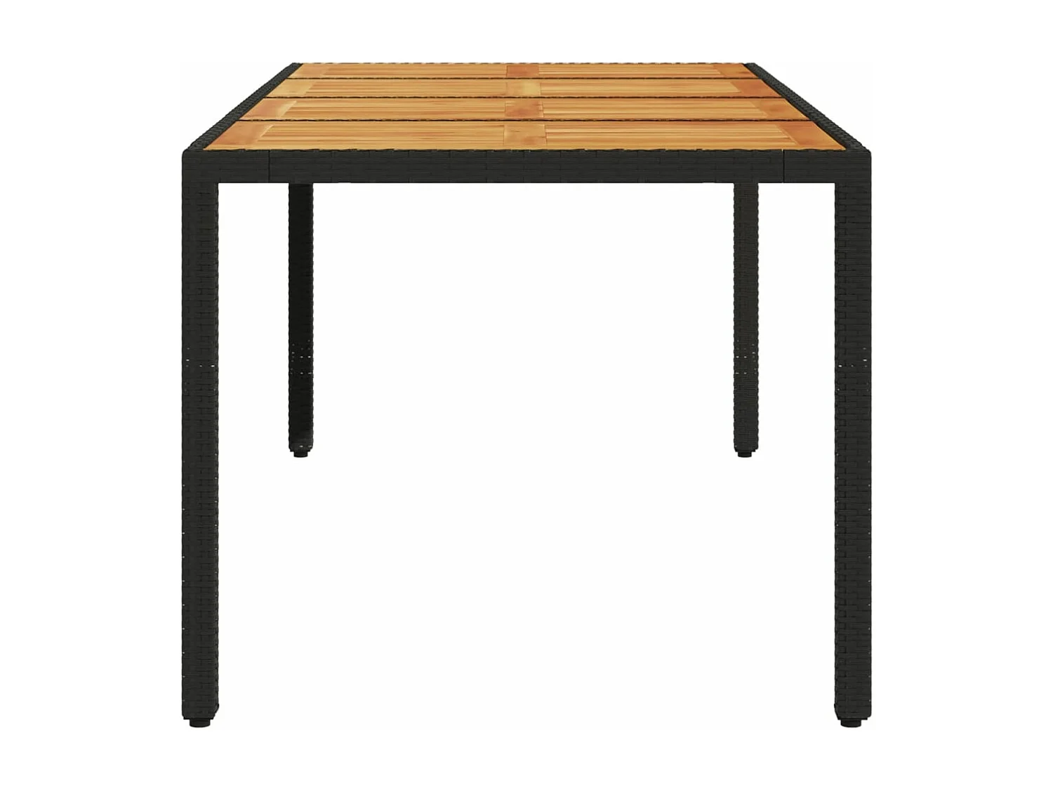 Table de jardin et dessus en bois d'acacia noir résine tressée FR115430