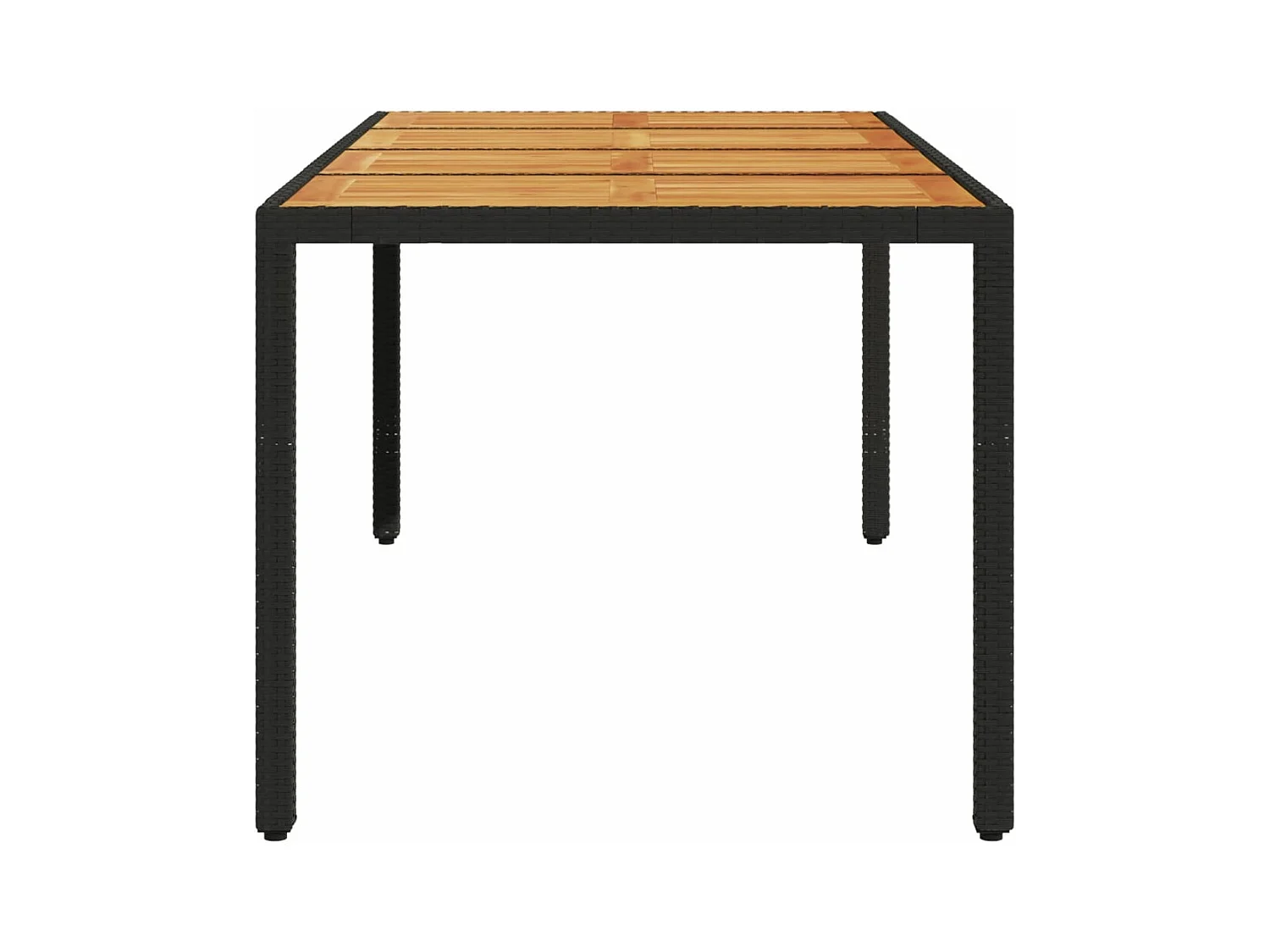 Table de jardin et dessus en bois d'acacia noir résine tressée FR115430