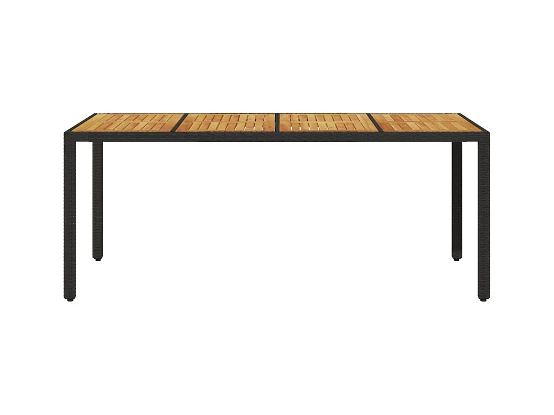 Table de jardin et dessus en bois d'acacia noir résine tressée FR115430