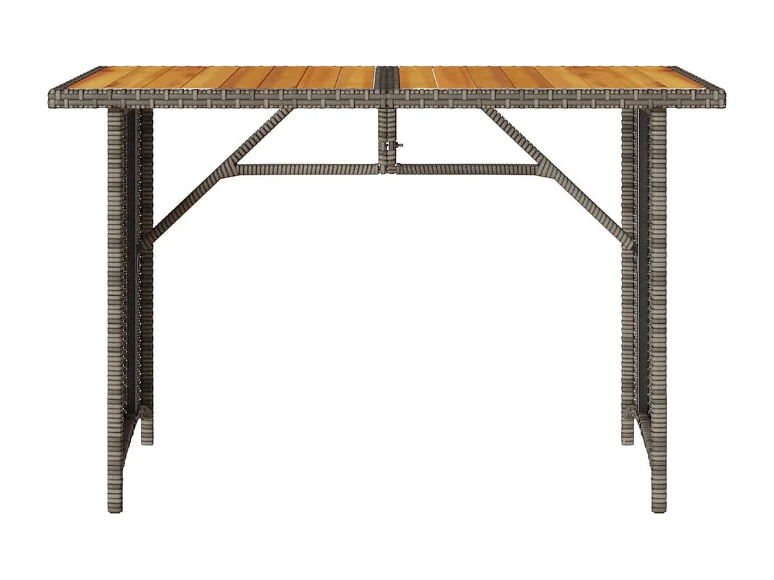 Mesa de jardín superficie de madera ratán PE gris 110x68x70 cm ES498012
