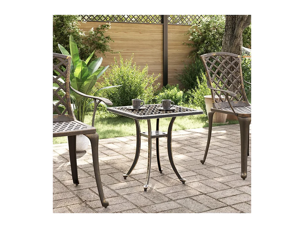 Table de jardin bronze 53x53x53 cm aluminium coulé FR934302