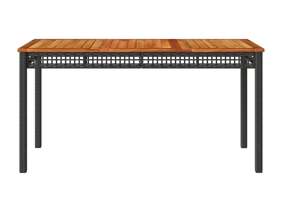 Table de jardin noir 140x80x75 cm résine tressée et bois acacia FR511505