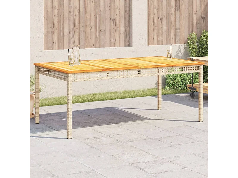 Mesa de jardín ratán sintético madera acacia beige 180x90x75 cm ES508674