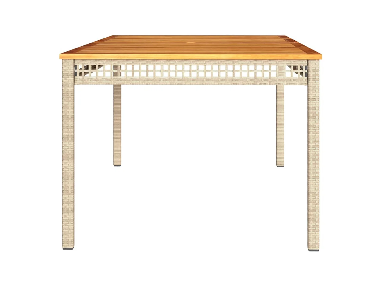 Table de jardin beige 180x90x75 cm résine tressée et acacia FR863518