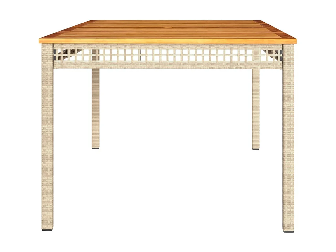 Table de jardin beige 180x90x75 cm résine tressée et acacia FR863518