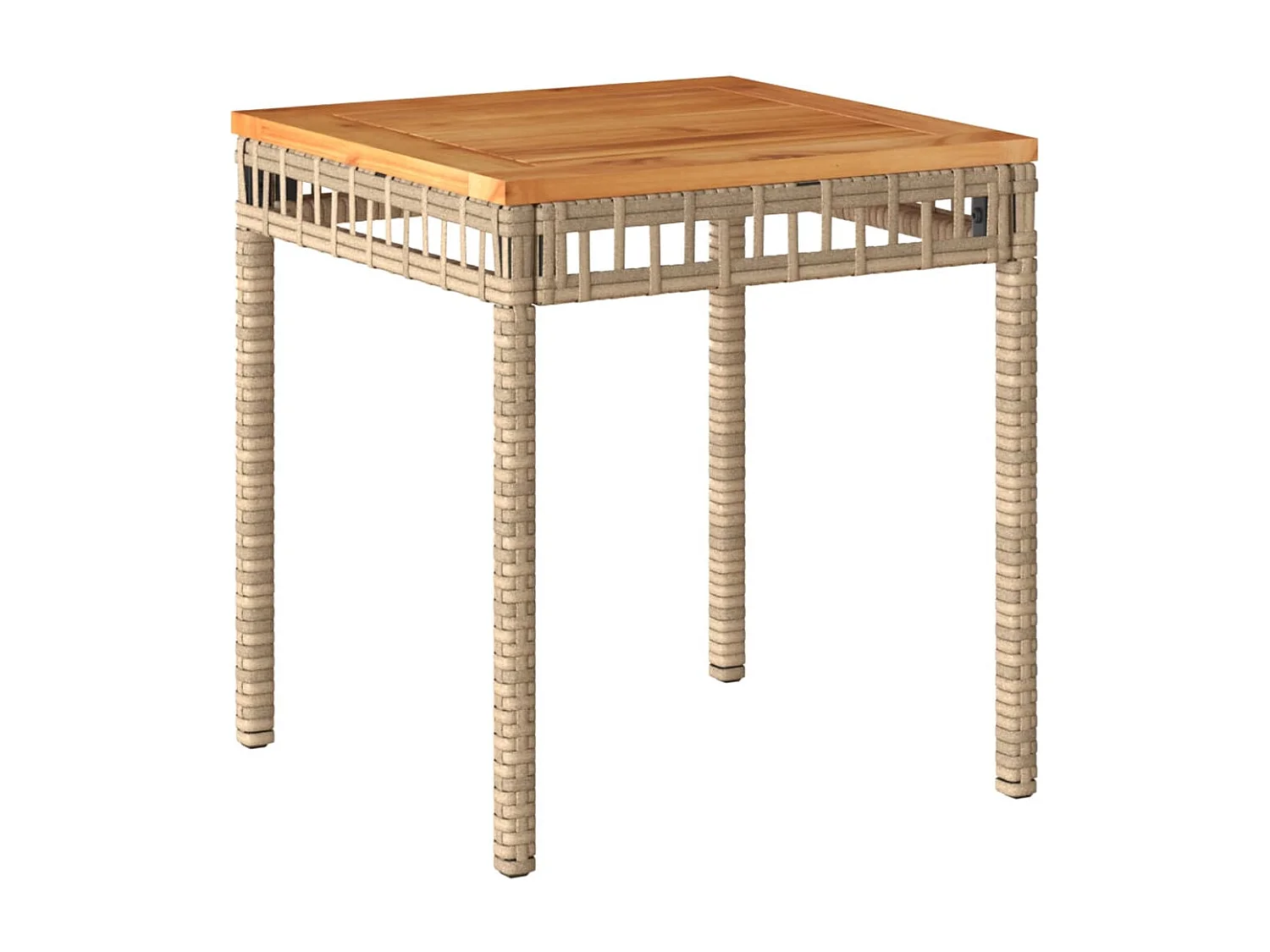 Mesa de jardín ratán PE madera acacia beige mezcla 38x38x42 cm ES462158