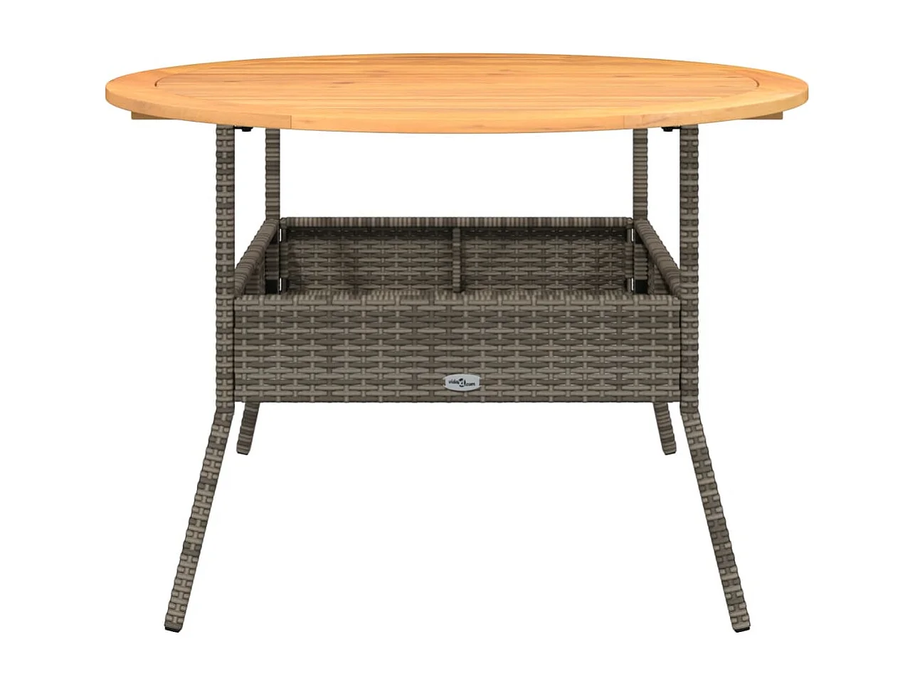 Tuintafel met acaciahouten blad Ø110x71 cm poly rattan grijs BE713013