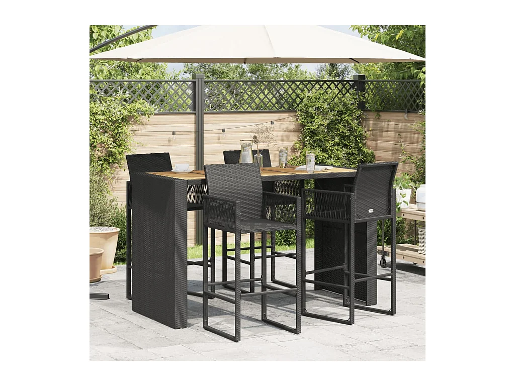 Table de jardin et dessus en bois d'acacia noir résine tressée FR395964