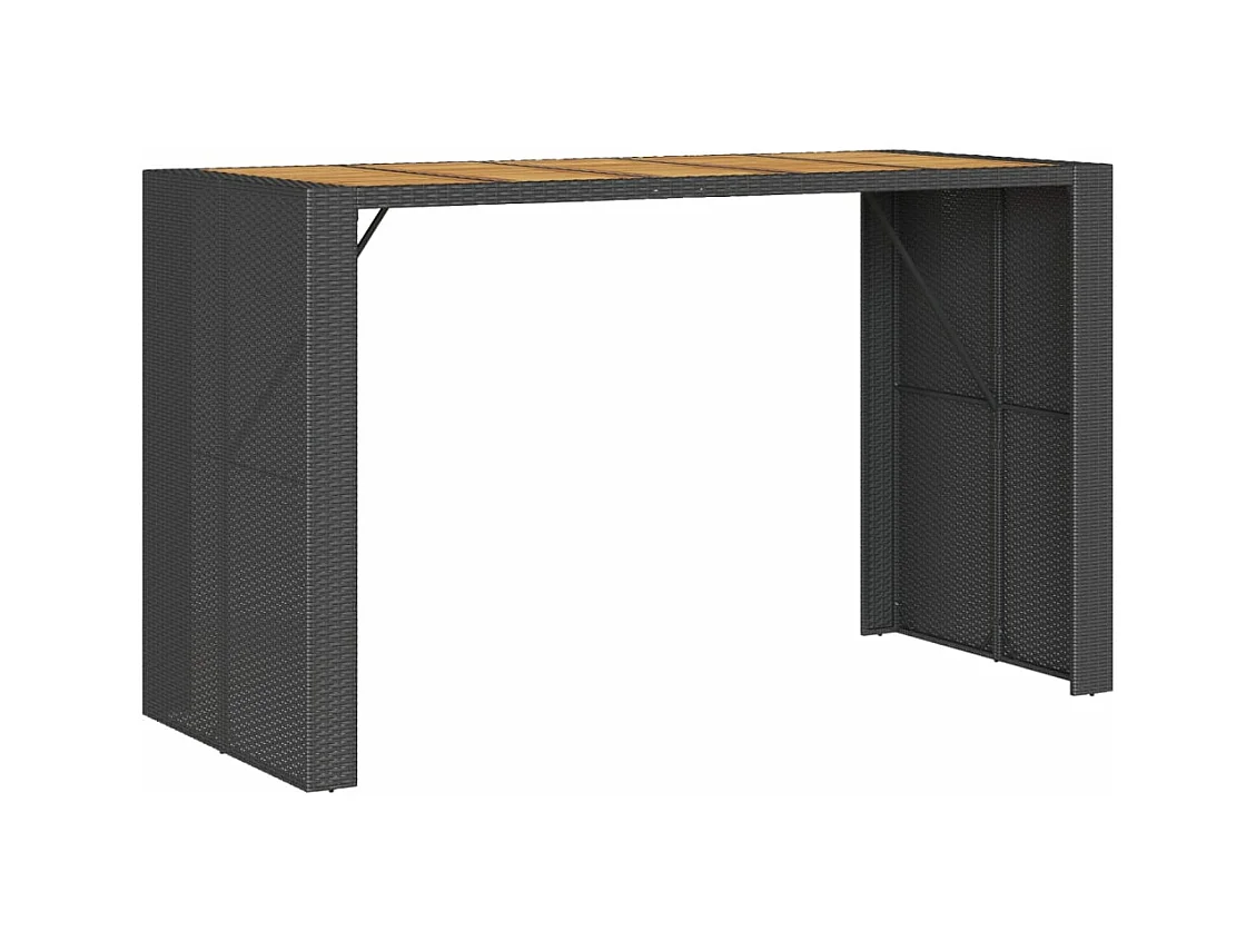 Table de jardin et dessus en bois d'acacia noir résine tressée FR395964